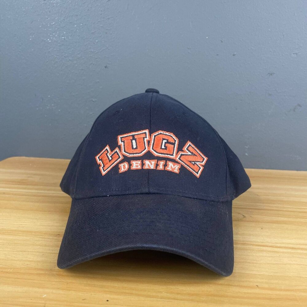 LUGZ Denim Baseball Hat Cap Adjustable One Size Navy Blue Embroidered Logo